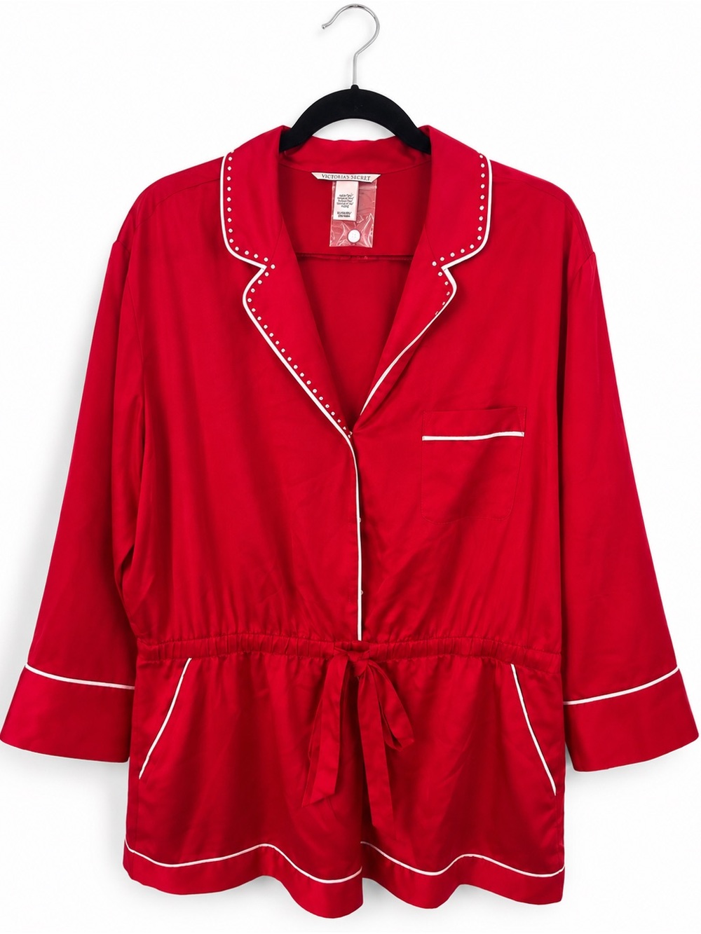 Victoria’s Secret XL Red Satin Rhinestone Pajama Romper